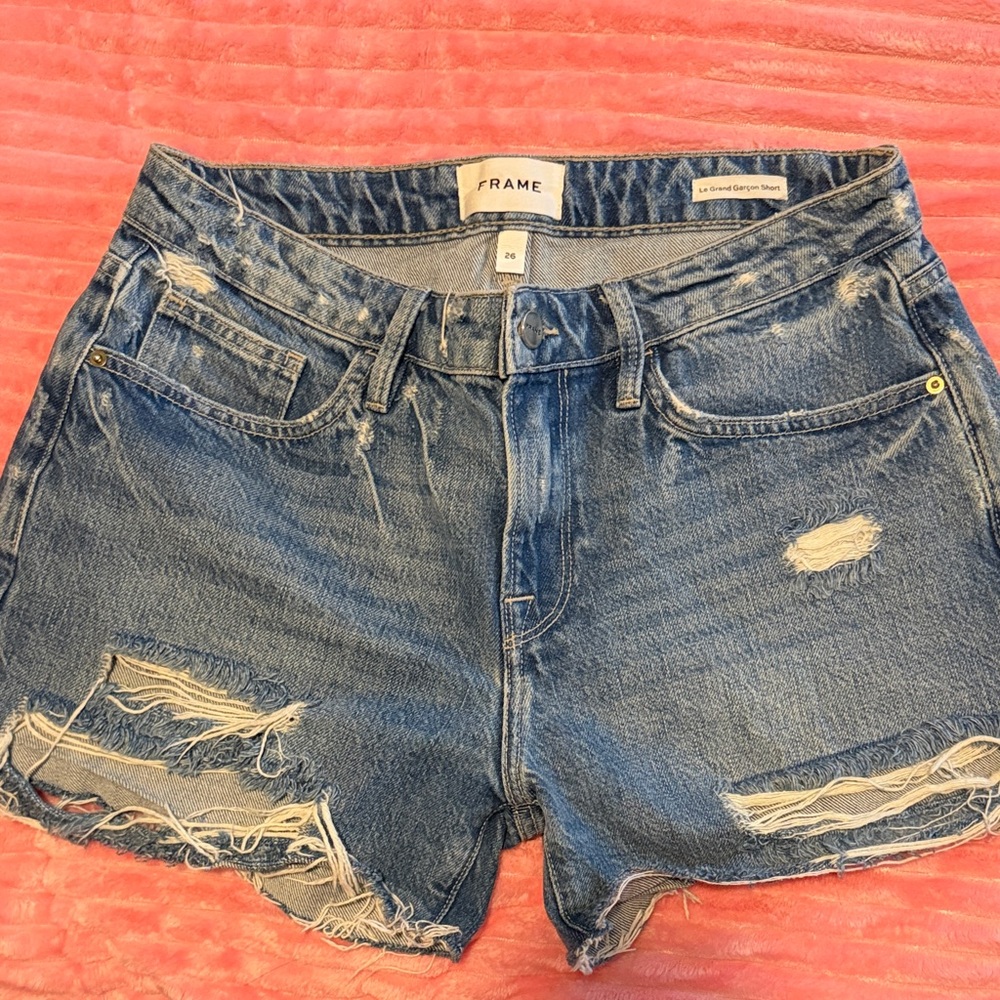Frame Denim Women's Ripped Blue Jean Shorts